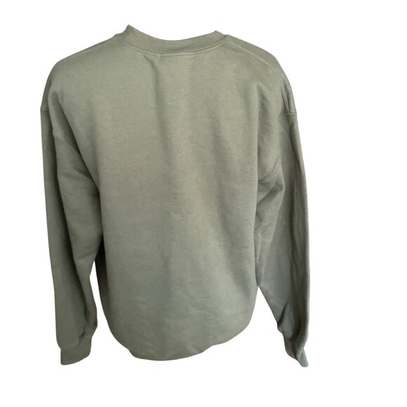 Gildan Heavy Blend Olive Green Crewneck Sweatshirt With "Im Speaking" Embroidere - Picture 3 of 4